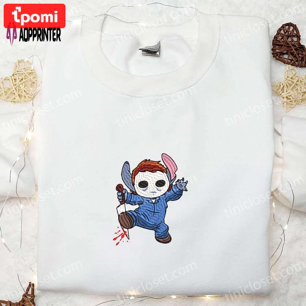 Halloween michael myers & disney embroidered shirts – spooky spirit halloween tshirt Embroidered Shirt
