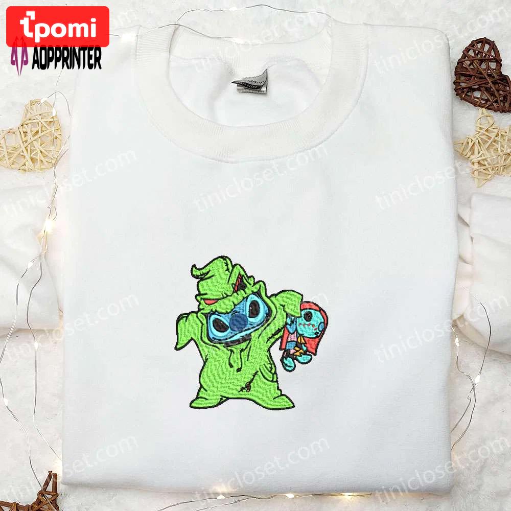 Halloween oogie boogie stitch embroidered shirt: best nightmare before christmas gift for halloween lovers Embroidered Shirt