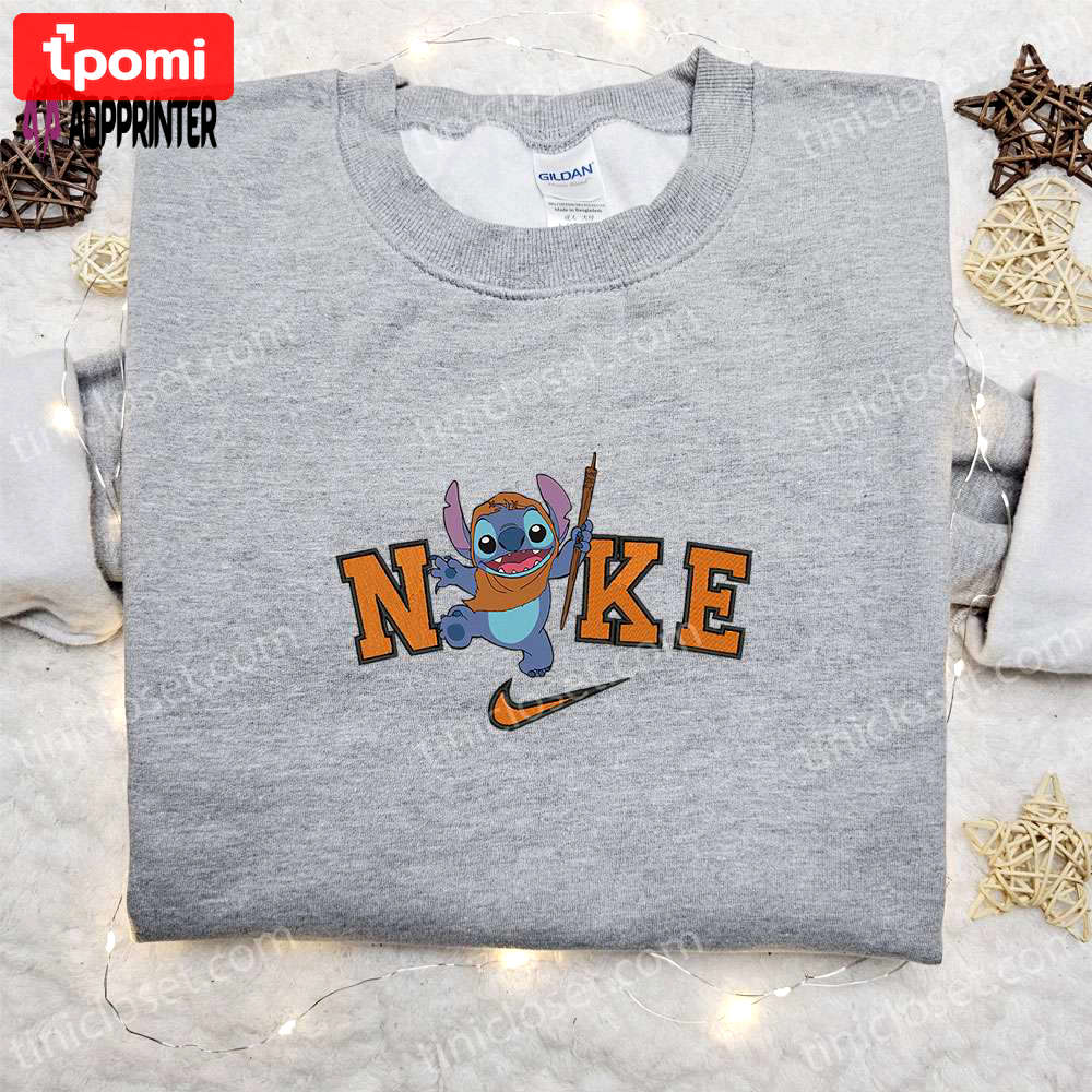 Halloween stitch x nike embroidered sweatshirt & disney characters shirt: best halloween gift ideas Embroidered Shirt
