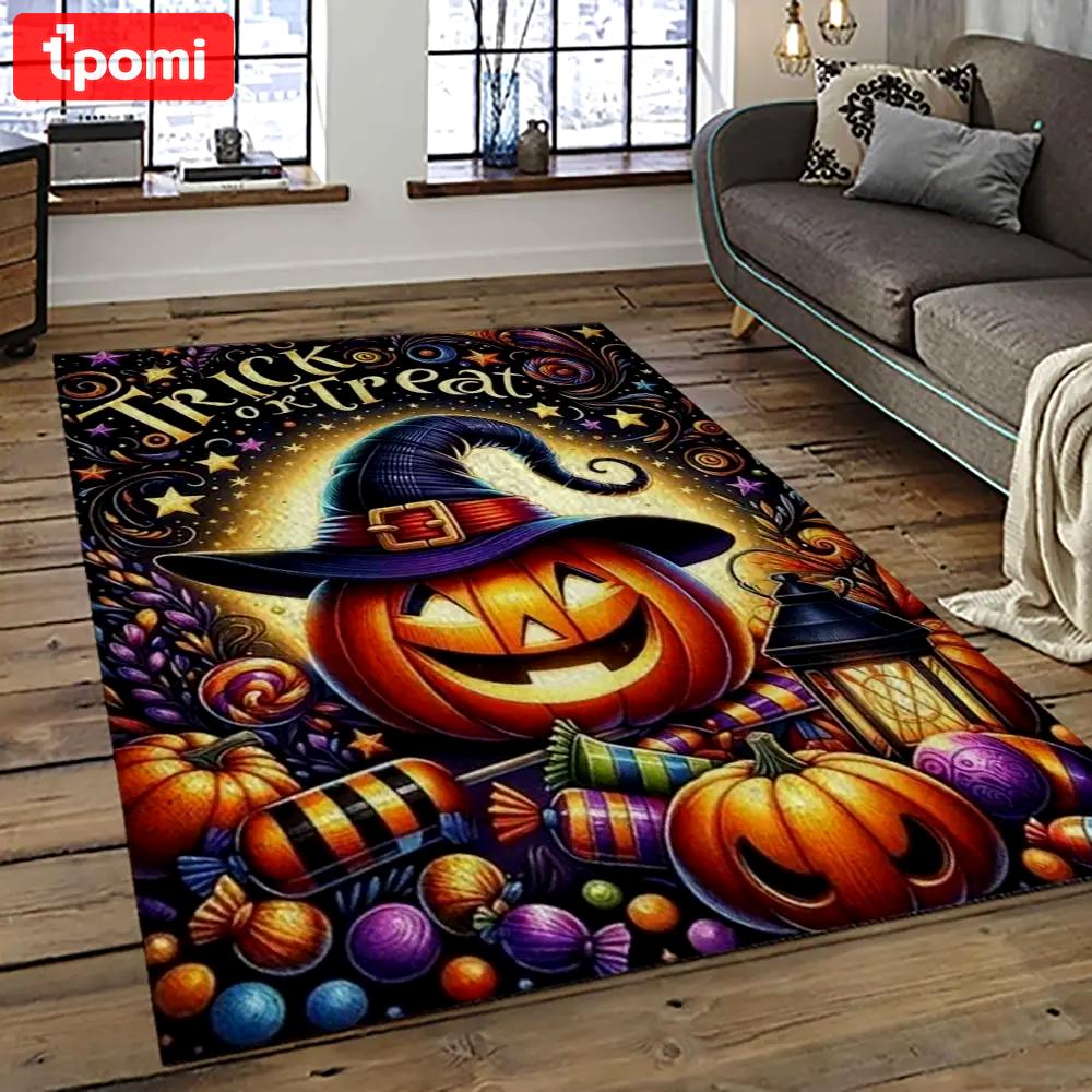 Halloween style pumpkin autumn retangle carpet area rug home decor halloween gift hal26 Rectangle Rug
