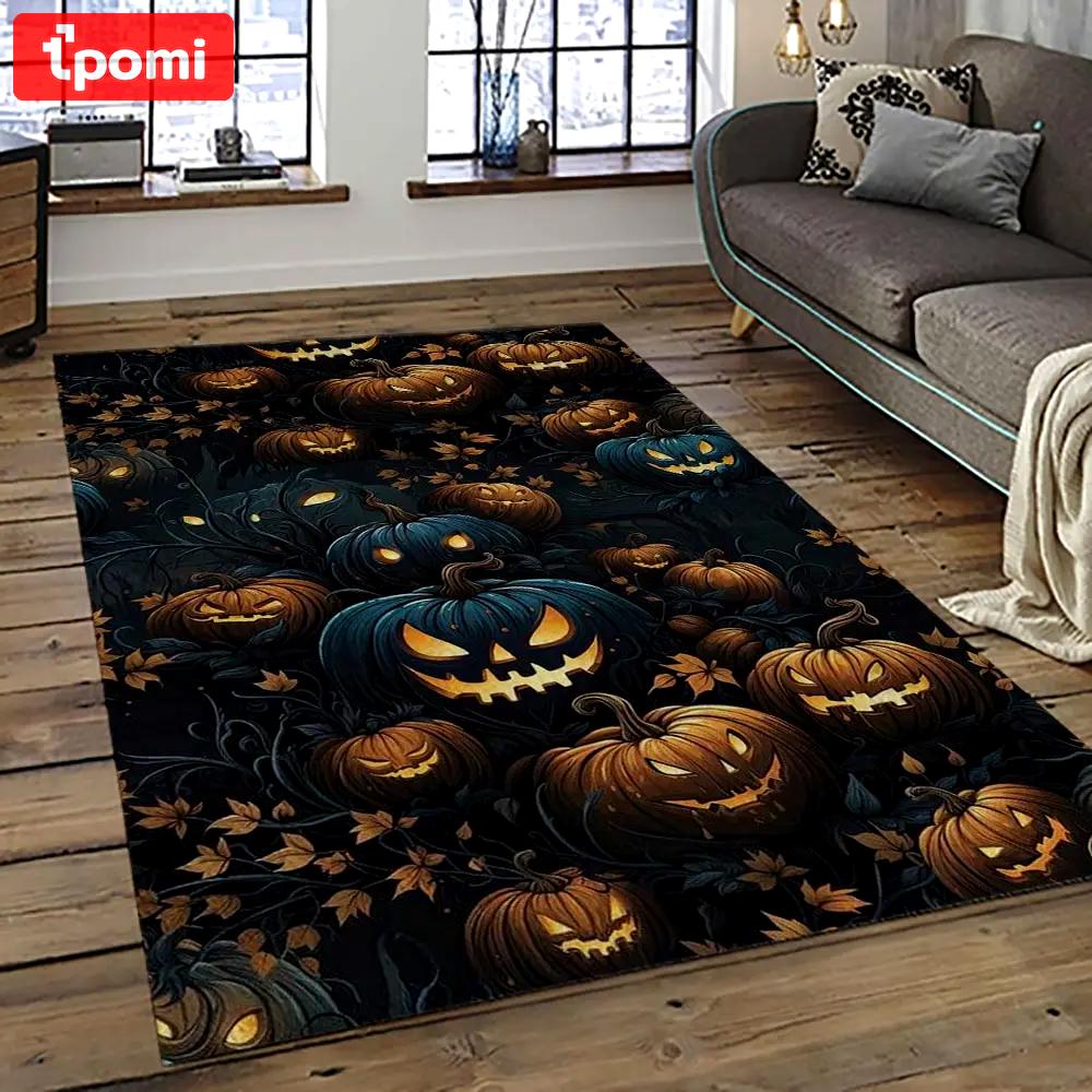 Halloween style pumpkin autumn retangle carpet area rug home decor halloween gift hal42 Rectangle Rug
