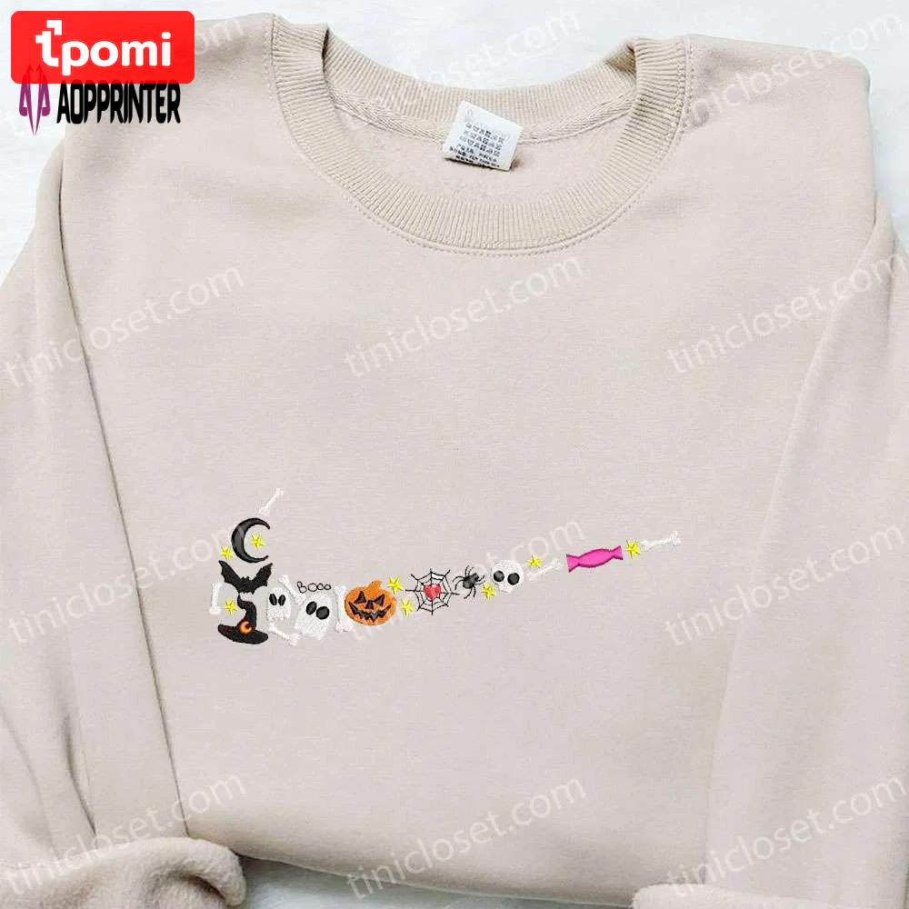 Halloween x nike swoosh embroidered tshirt: best nike inspired halloween gift Embroidered Shirt
