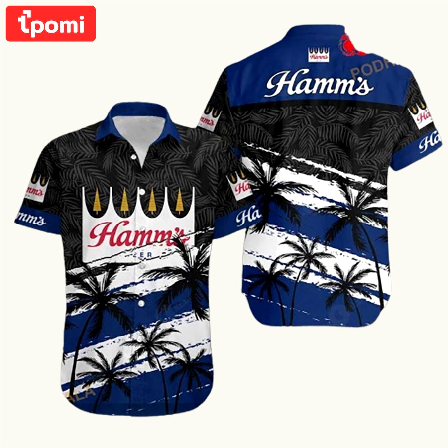 Hamms beer tropical coconut tree dark design hawaiian shirt Hawaii Shirt Shorts & Flip Flops