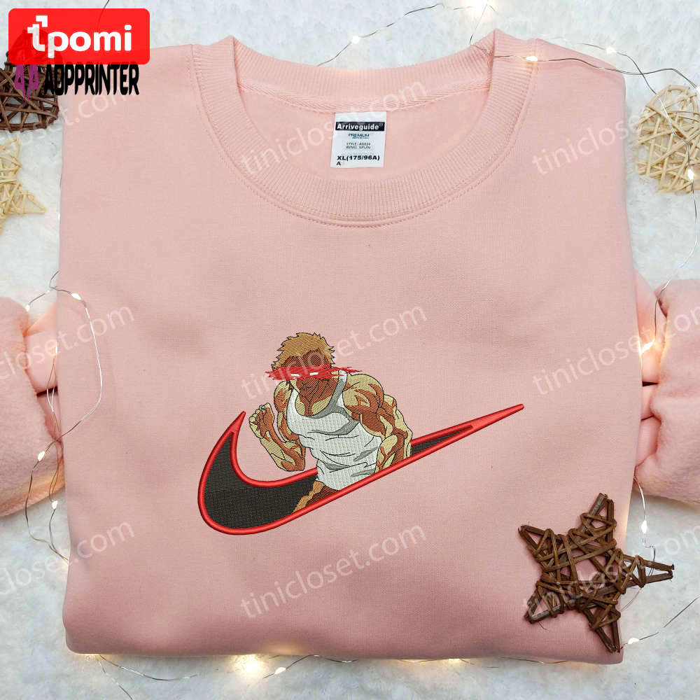 Hanma baki x nike embroidered shirt – premium collaboration design for athletes Embroidered Shirt