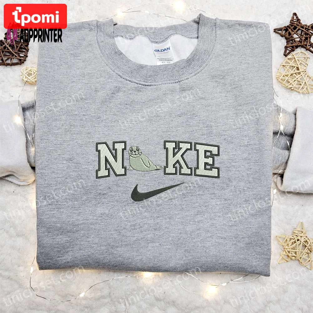 Harp seal x nike animal embroidered shirt – unique nike inspired design perfect family gift Embroidered Shirt