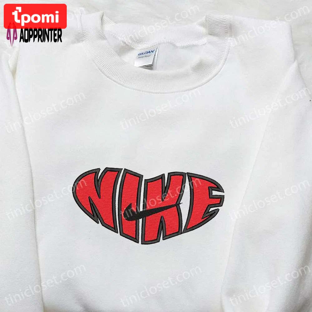 Heart x nike swoosh embroidered sweatshirt – best valentine s day gift Embroidered Shirt