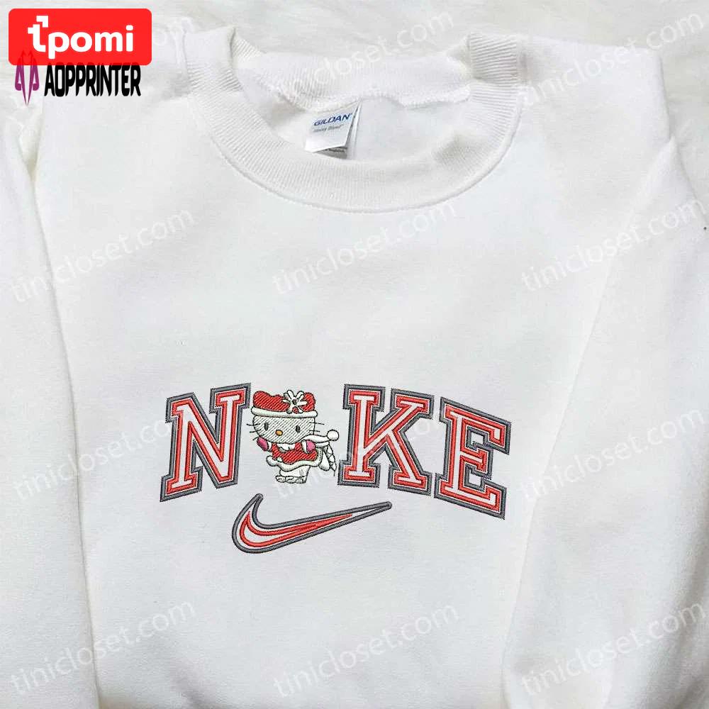 Hello kitty xmas x nike cartoon embroidered sweatshirt & shirt: stylish & trendy nike inspired designs Embroidered Shirt