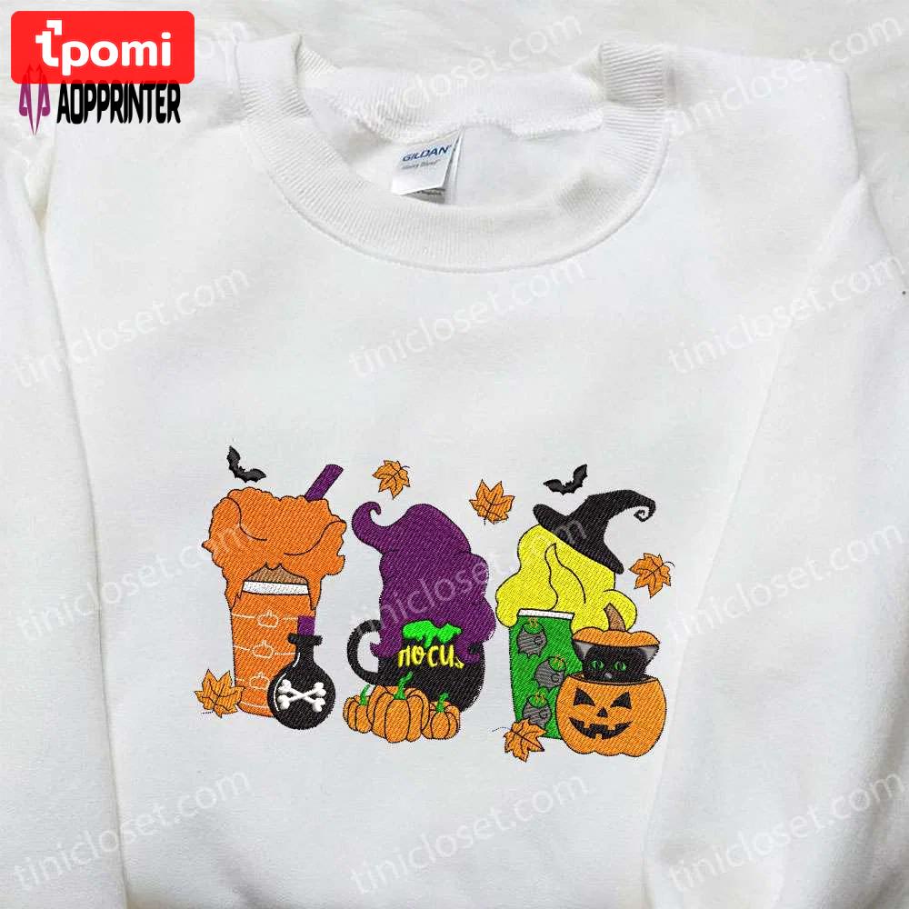 Hocus pocus fall coffee shirt & halloween sweatshirt: perfect gifts for halloween lovers! Embroidered Shirt
