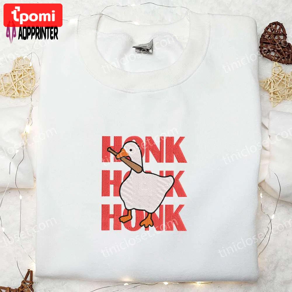 Honk honk honk silly goose embroidered shirt – funny animal design Embroidered Shirt