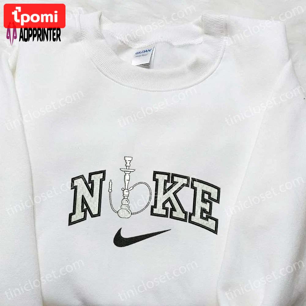 Hookah x nike embroidered shirt: unique nike inspired gift for family Embroidered Shirt