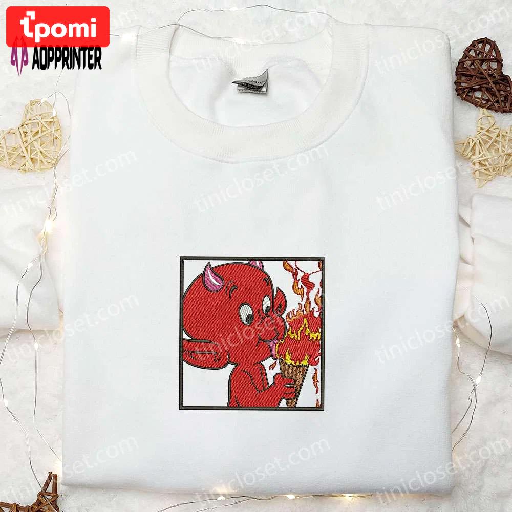 Hot stuff devil embroidered shirt: cool halloween gift for lovers Embroidered Shirt