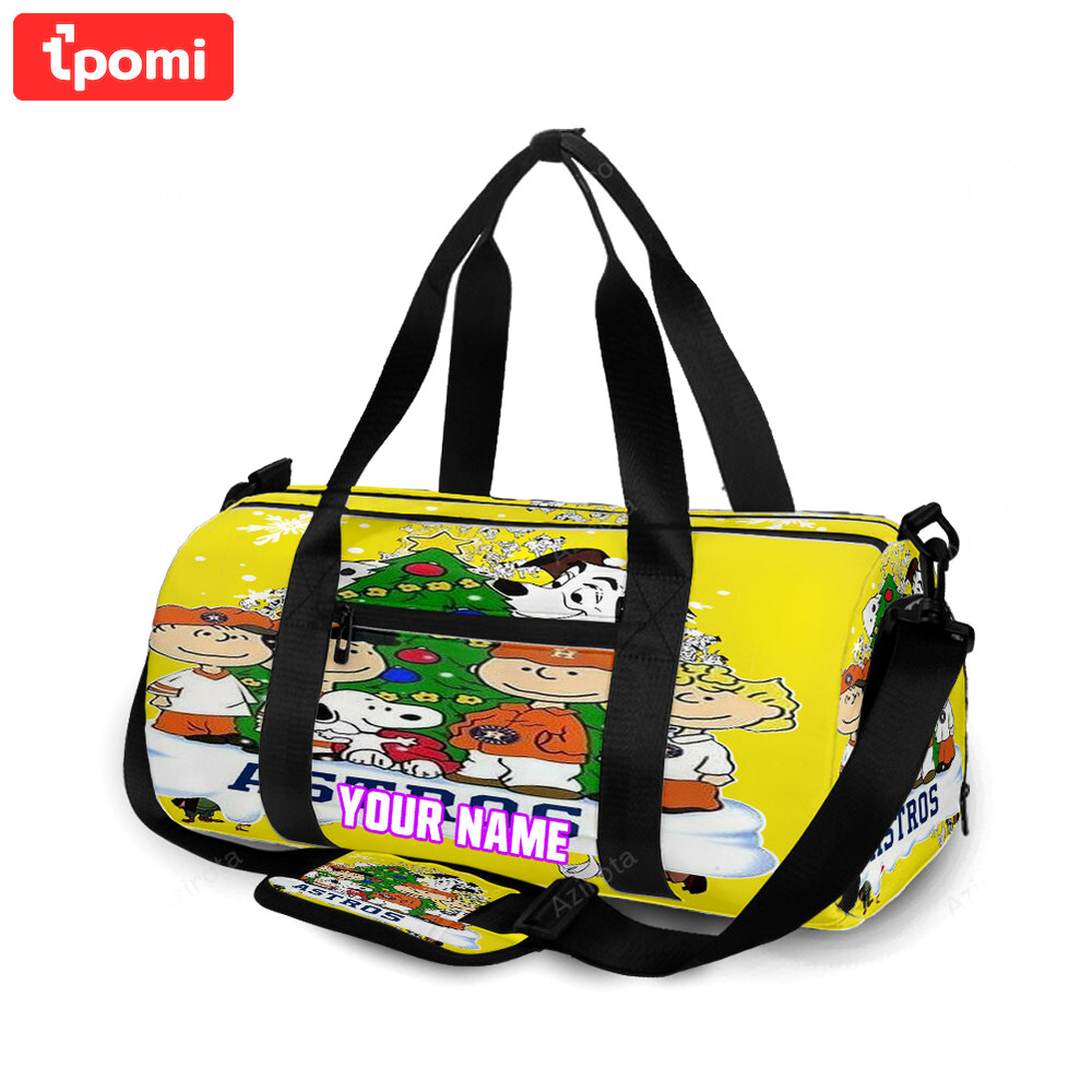 Houston astros snoopy and friend v2 personalized name travel bag gym bag 822 Travel Bag