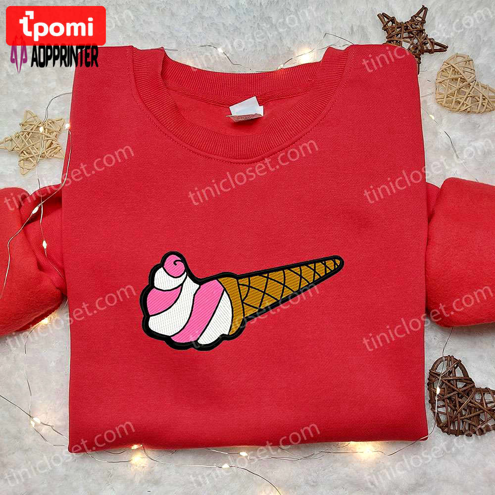 Ice cream x nike swoosh embroidered shirt: favorite food inspired nike shirt Embroidered Shirt