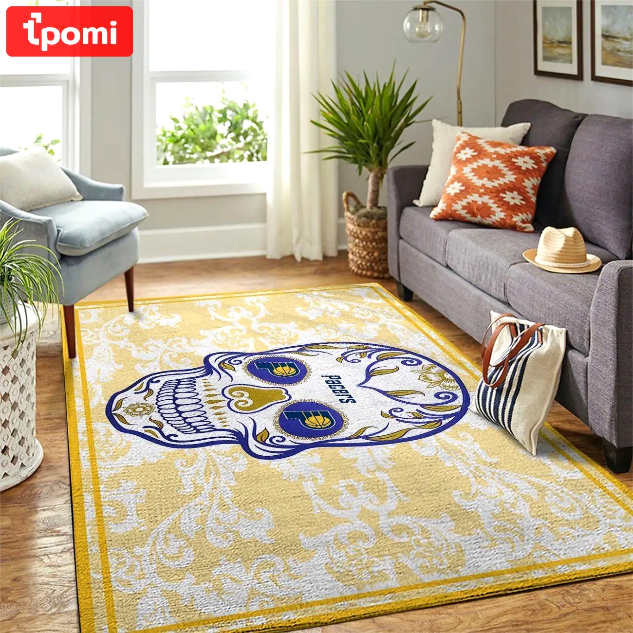 Indiana pacers nba skull flower style living room carpet rug regtangle carpet Rectangle Rug