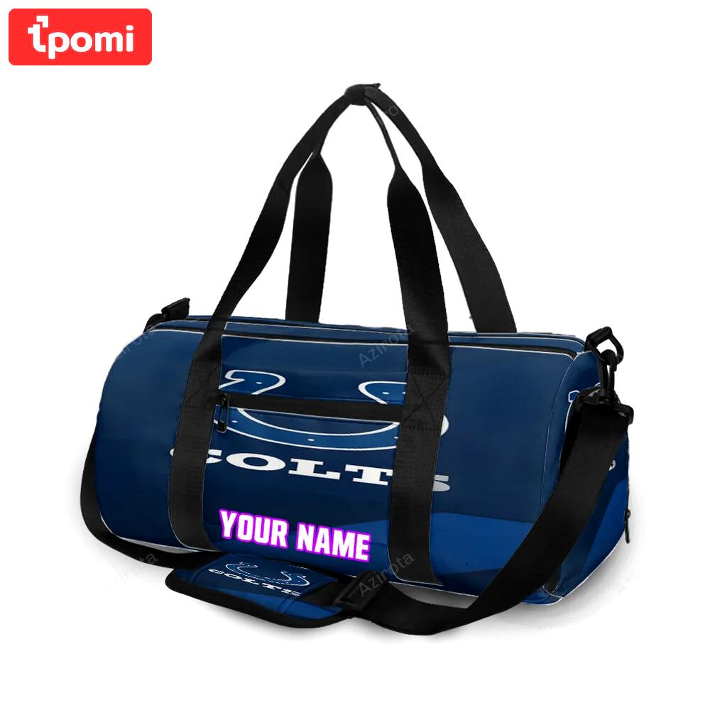 Indianapolis colts horseshoe navy personalized name travel bag gym bag 384 Travel Bag