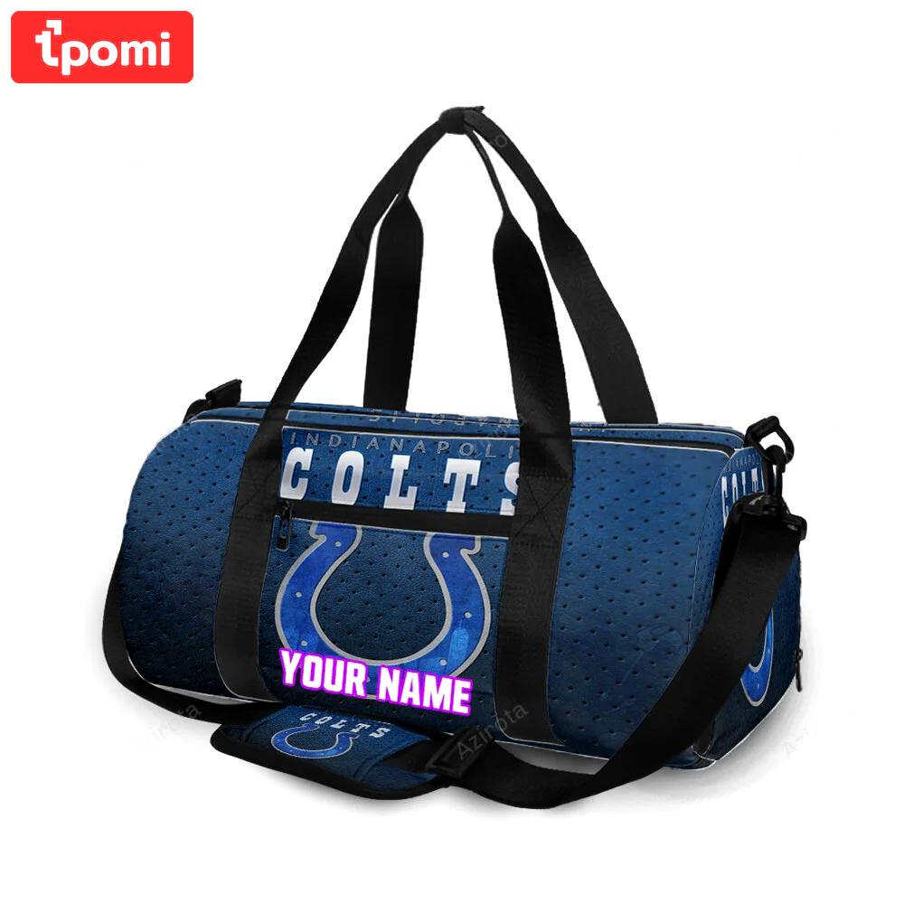 Indianapolis colts horseshoe polka dot navy personalized name travel bag gym bag 581 Travel Bag