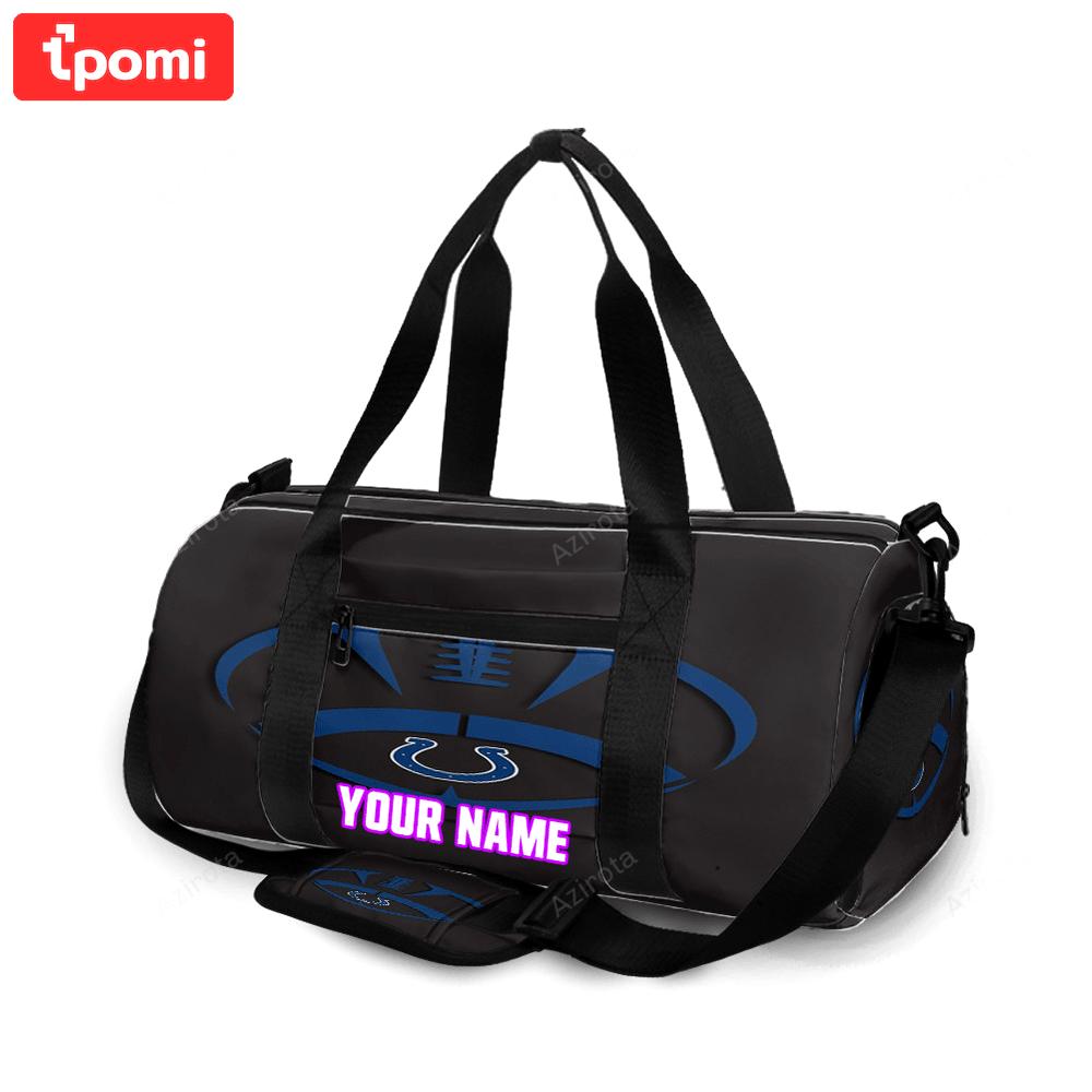 Indianapolis colts navy ball brown personalized name travel bag gym bag 913 Travel Bag