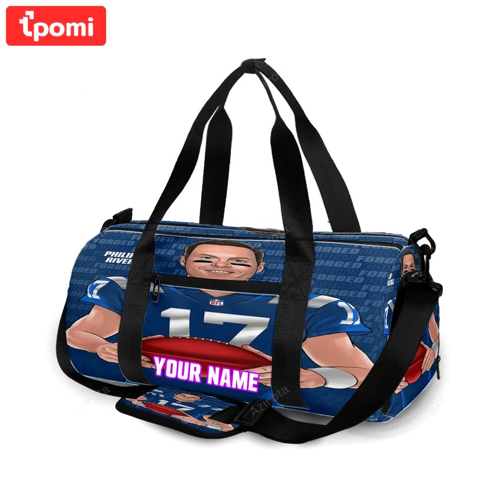 Indianapolis colts philip rivers2 personalized name travel bag gym bag 703 Travel Bag