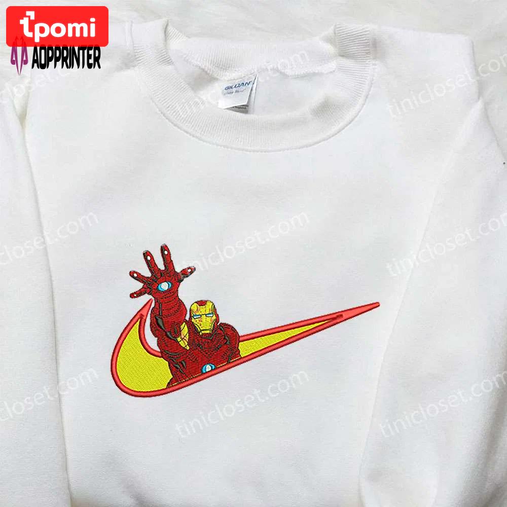 Iron-man x nike embroidered shirt hoodie & sweatshirt: marvel inspired apparel Embroidered Shirt
