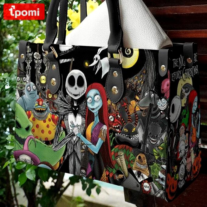 Jack skellington leather handbag gift for women 4658 Women Leather Hand Bag