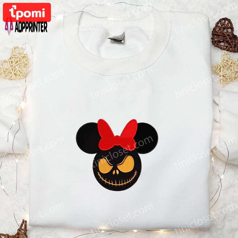 Jack skellington x minnie mouse embroidered shirt – funny disney halloween tee Embroidered Shirt