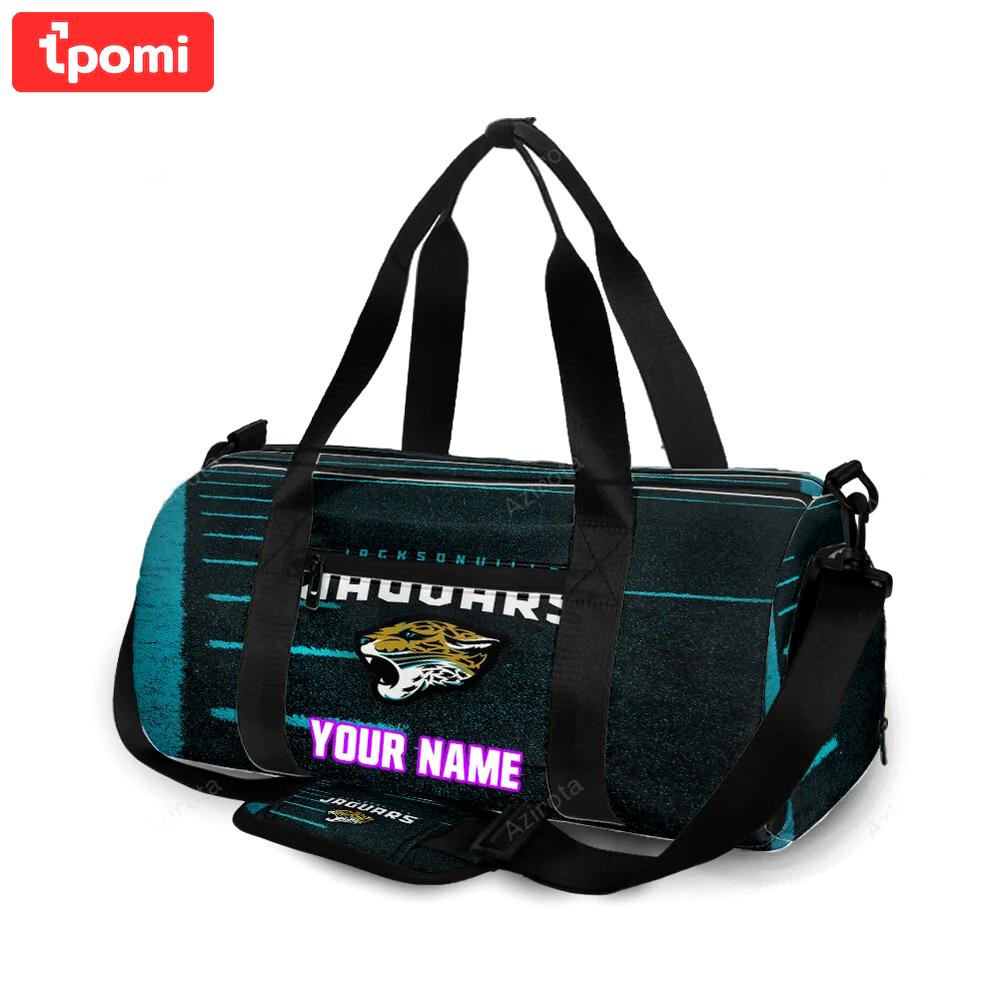 Jacksonville jaguars emblem grass field personalized name travel bag gym bag 1083 Travel Bag