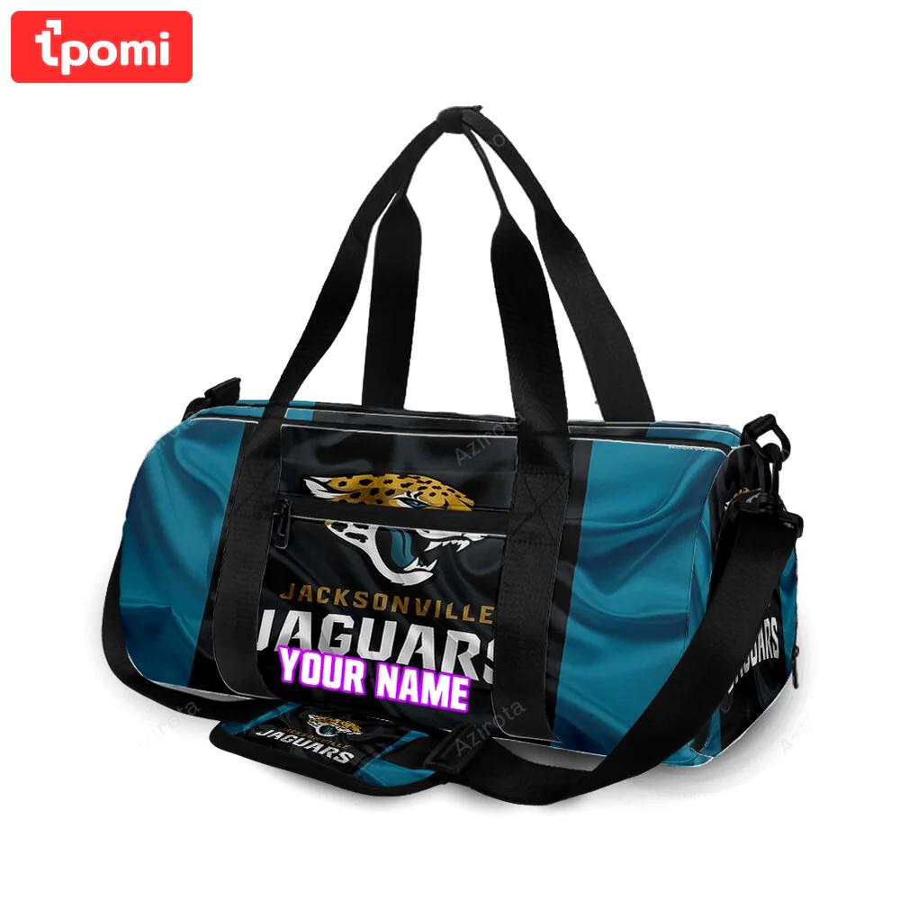 Jacksonville jaguars emblem silk texture personalized name travel bag gym bag 1375 Travel Bag