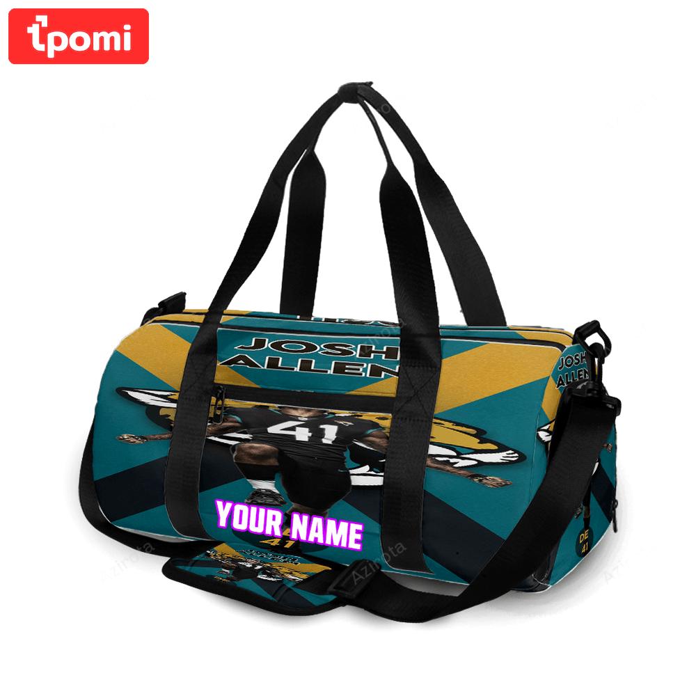 Jacksonville jaguars josh allen 41 personalized name travel bag gym bag 859 Travel Bag