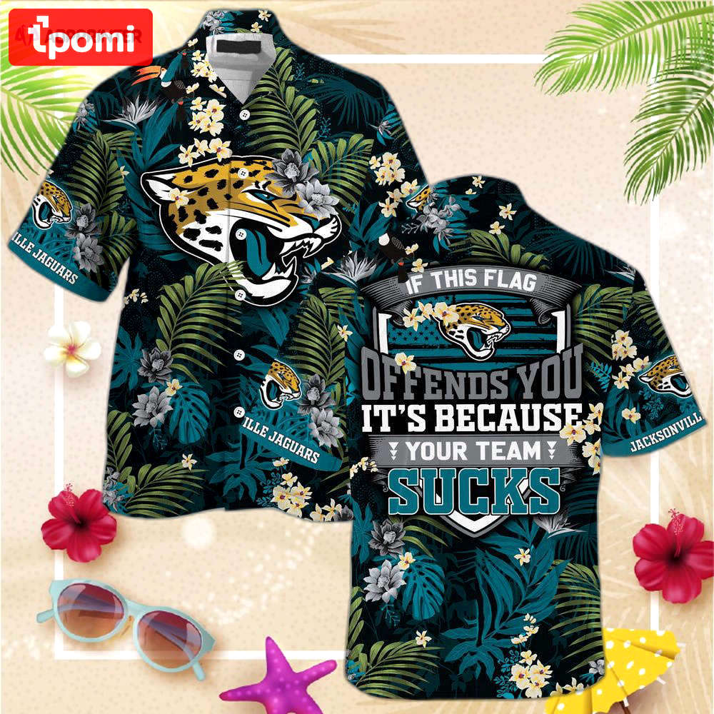 Jacksonville jaguars nfl summer hawaiian shirt and shorts with tropical patterns Hawaii Shirt
