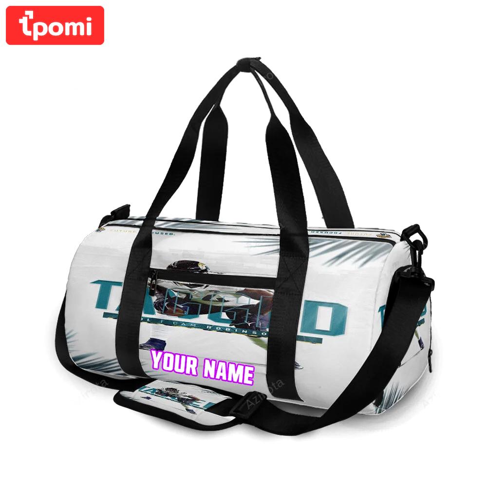Jacksonville jaguars tagged cam robinson personalized name travel bag gym bag 1081 Travel Bag