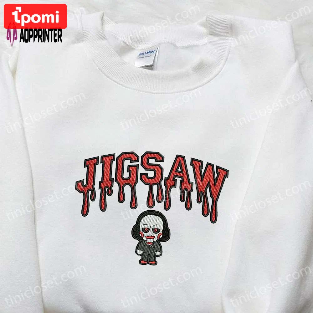 Jigsaw embroidered hoodie horror characters sweatshirt spooky shirt Embroidered Shirt