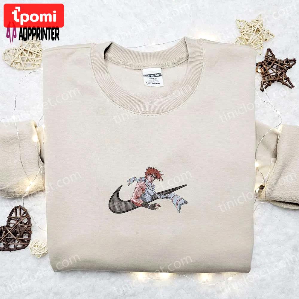Joseph joestar x nike swoosh shirt jojo’s bizarre adventure anime hoodie – best gift idea Embroidered Shirt
