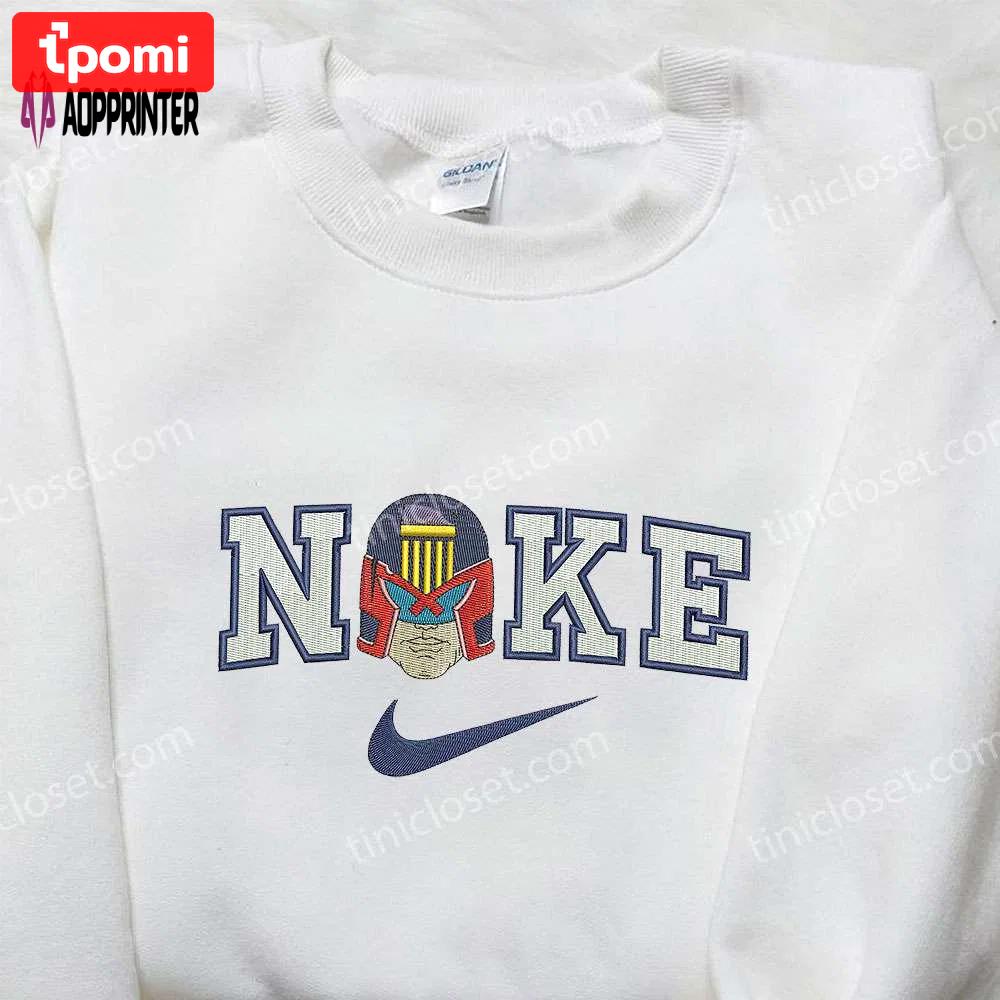 Judge dredd helmet x nike embroidered shirt: movie inspired nike shirt Embroidered Shirt
