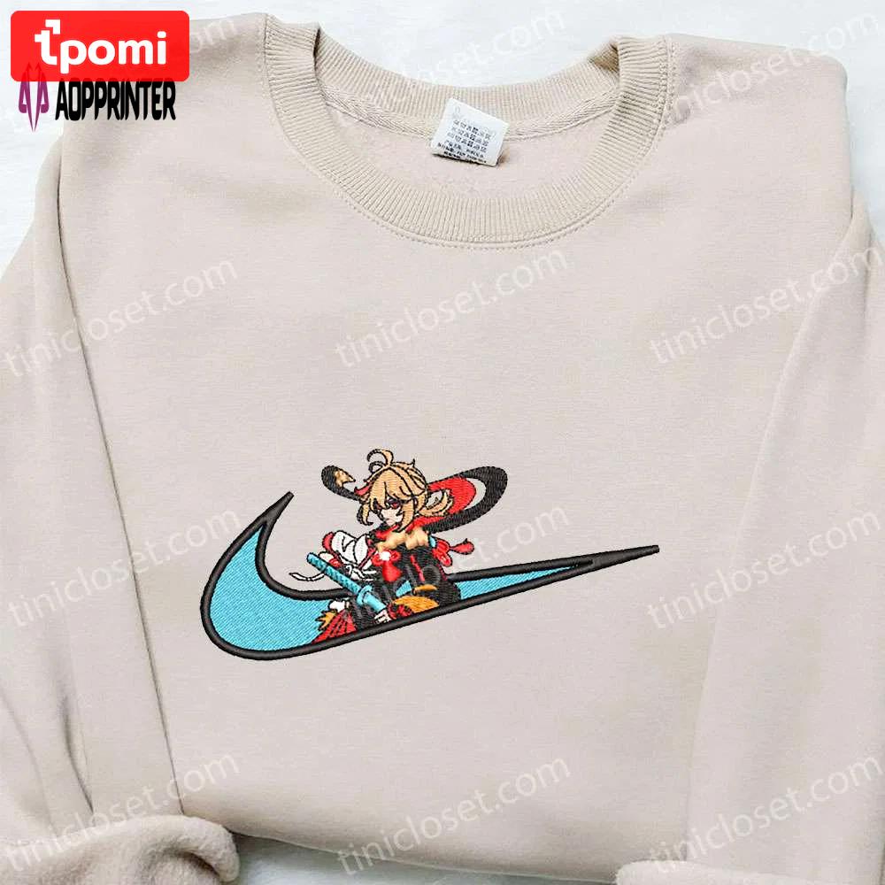 Kaedehara kazuha x nike swoosh embroidered shirt – genshin impact inspired nike shirt Embroidered Shirt