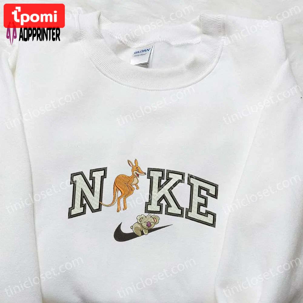 Kangaroo with koala x nike embroidered shirt: animal-inspired nike-infused design Embroidered Shirt