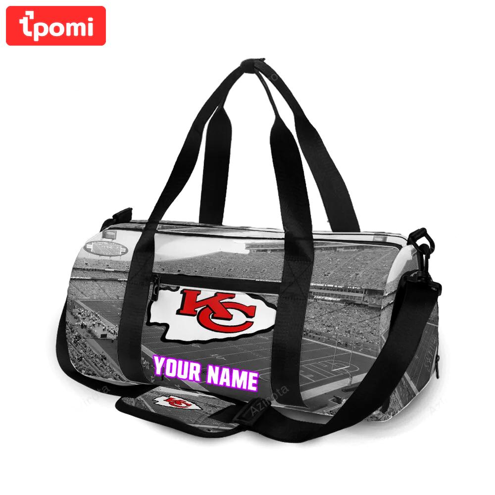 Kansas city chiefs arrowhead stadium personalized name travel bag gym bag 1447 Travel Bag