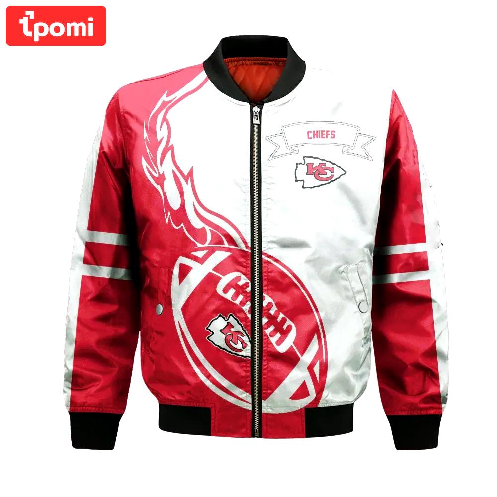 Kansas city chiefs bomber jacket 3d printed flame ball pattern Bomber Jacket