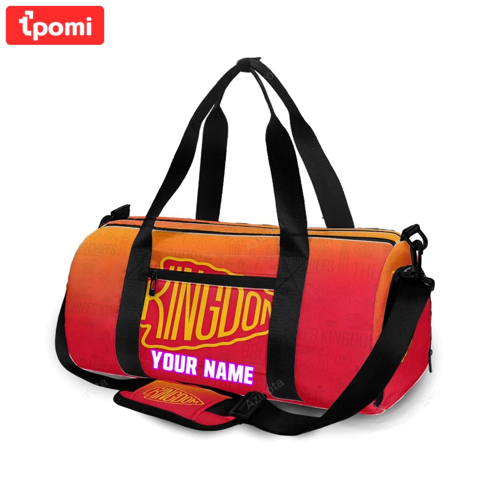 Kansas city chiefs emblem kingdom personalized name travel bag gym bag 1414 Travel Bag