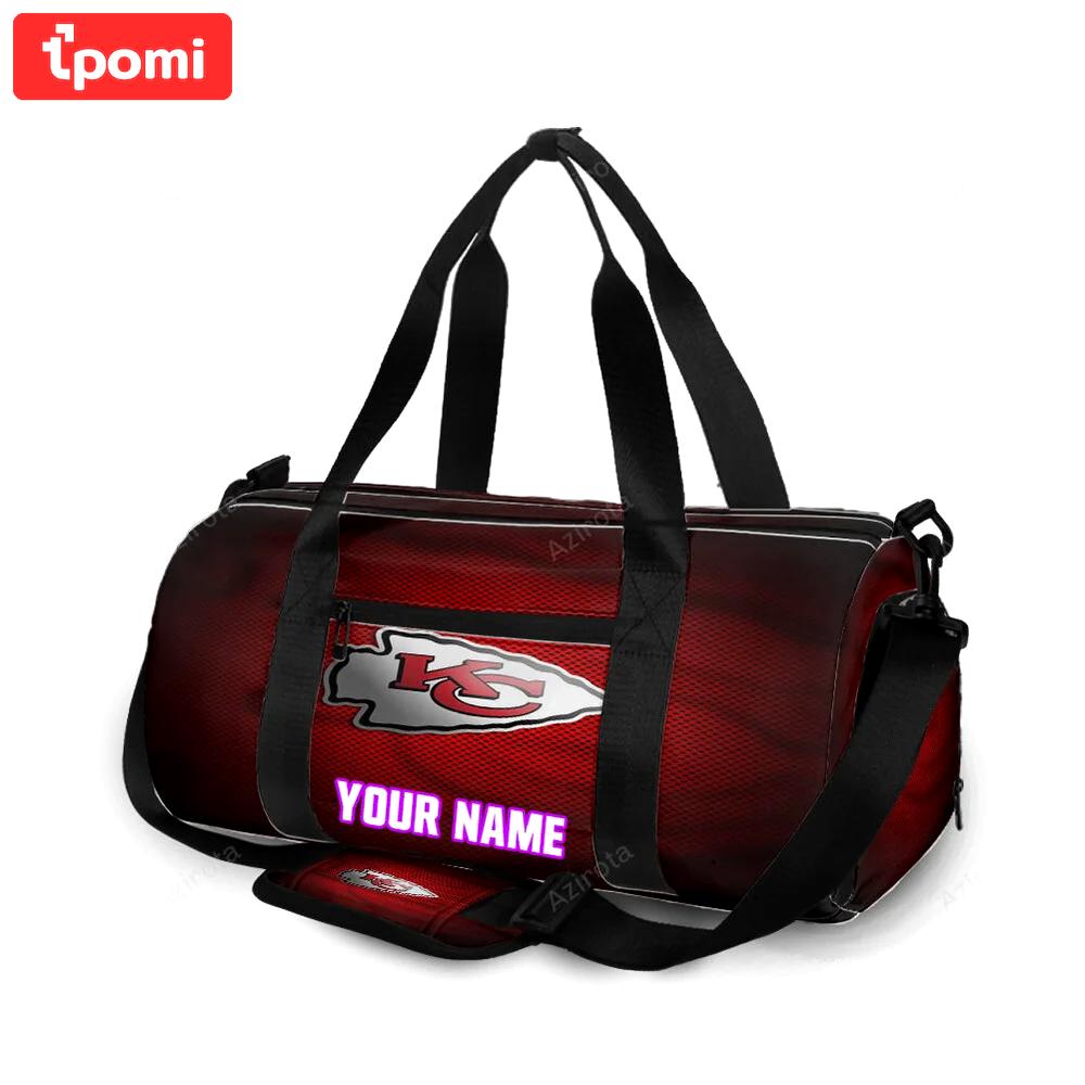 Kansas city chiefs emblem v5 personalized name travel bag gym bag 1430 Travel Bag