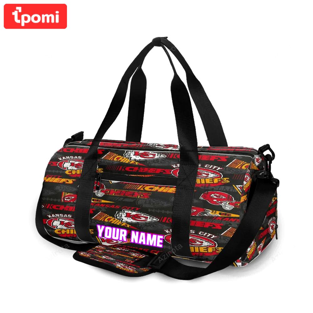 Kansas city chiefs emblem v9 personalized name travel bag gym bag 1373 Travel Bag