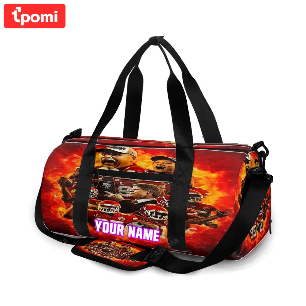Kansas city chiefs fire team personalized name travel bag gym bag 1090 Travel Bag