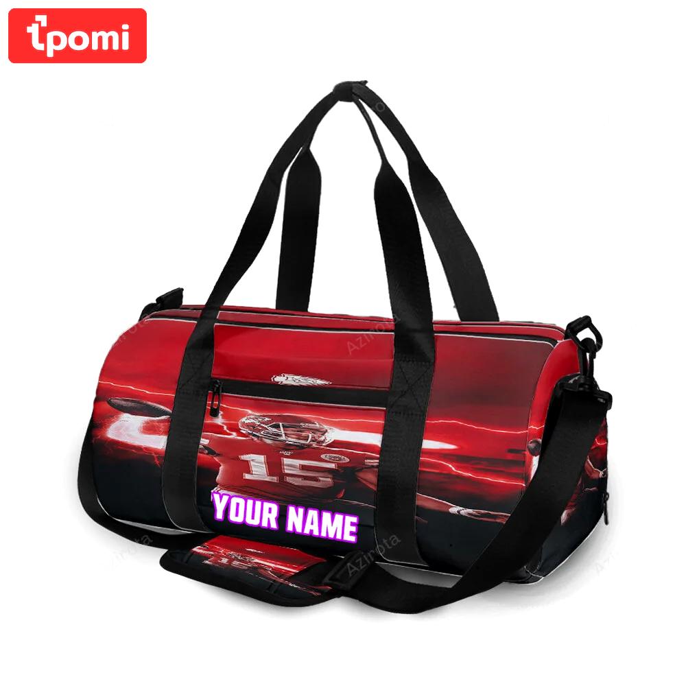 Kansas city chiefs patrick mahomes 15 v2 personalized name travel bag gym bag 554 Travel Bag