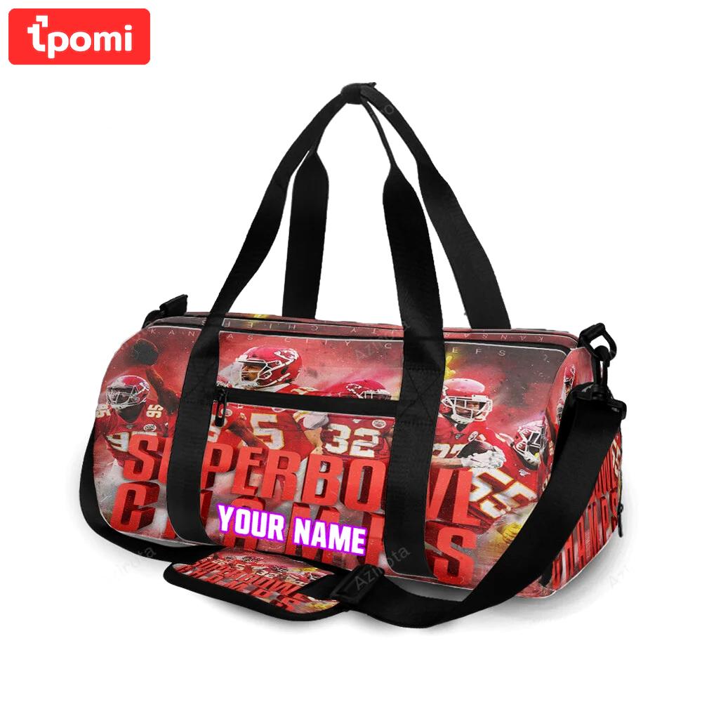 Kansas city chiefs team super bowl champions personalized name travel bag gym bag 1025 Travel Bag