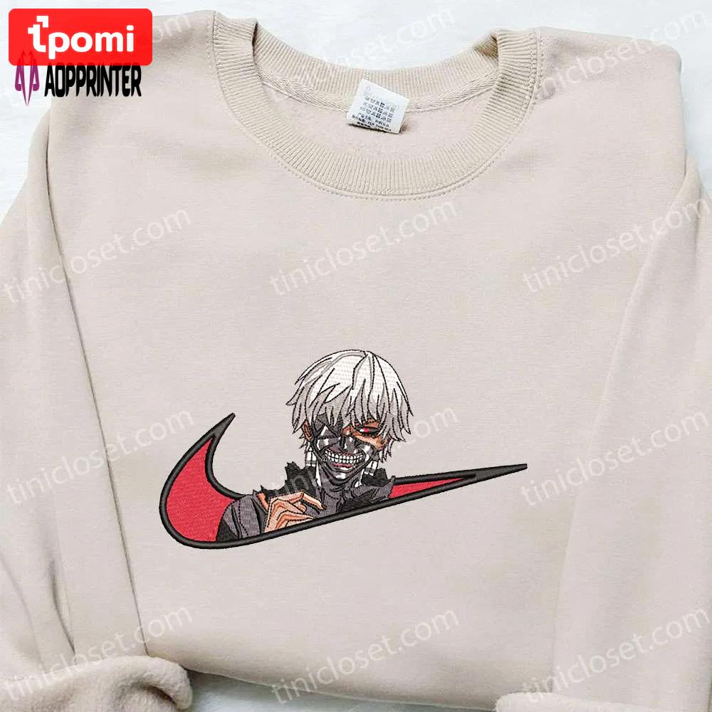 Ken kaneki x nike swoosh anime embroidered sweatshirt tokyo ghoul shirt – nike inspired Embroidered Shirt