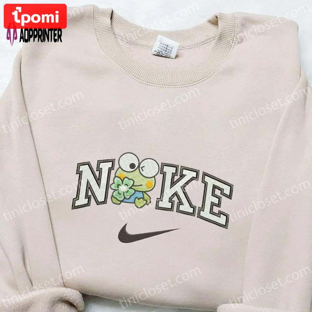 Keroppi flower x nike embroidered sweatshirt: cartoon & nike inspired shirt Embroidered Shirt
