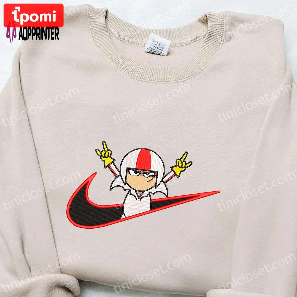 Kick buttowski x nike swoosh cartoon sweatshirt – suburban daredevil & nike inspired embroidered shirt Embroidered Shirt