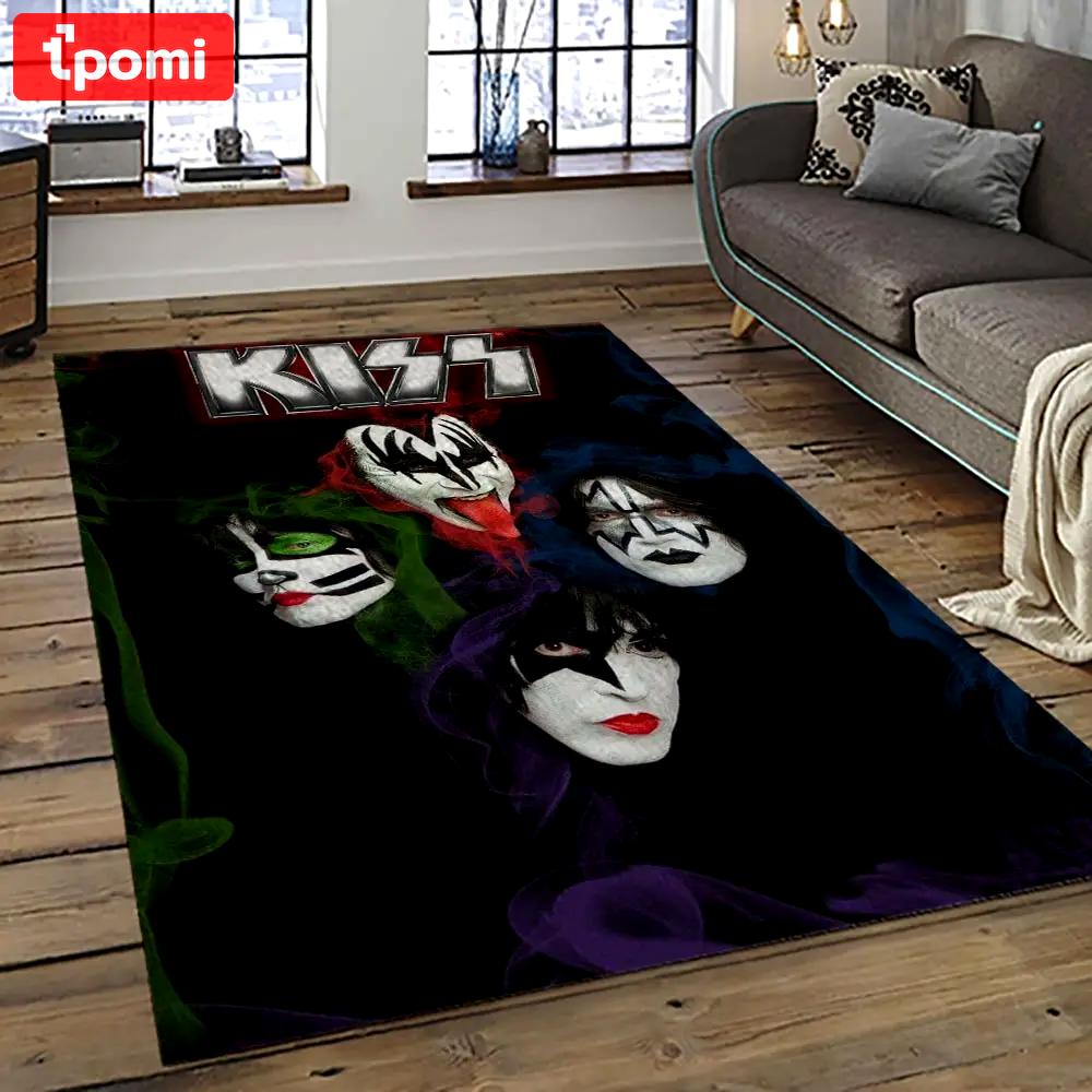 Kiss rock band music retangle carpet area rug home decor best gift for fan and friends as72 Rectangle Rug