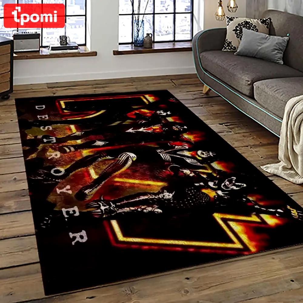 Kiss rock band music retangle carpet area rug home decor best gift for fan and friends as89 Rectangle Rug