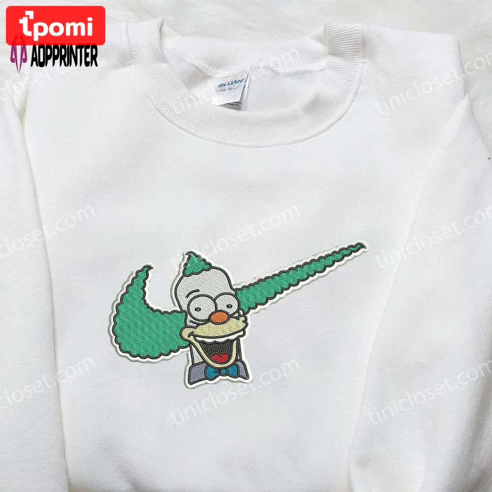 Krusty the clown x nike embroidered shirt – the simpsons custom nike tee Embroidered Shirt