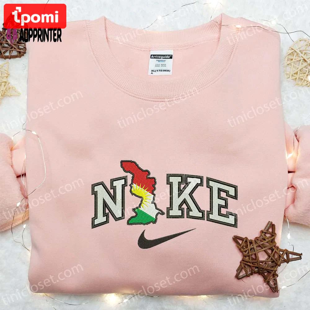 Kurdistan x nike embroidered hoodie & shirt: perfect family gift nike inspired designs Embroidered Shirt